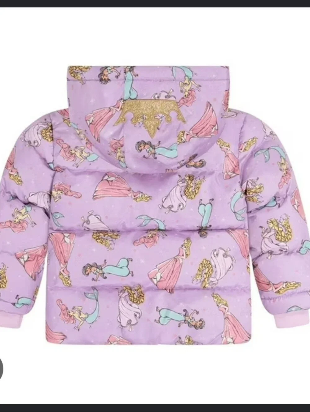Disney Toddler Girls' Purple Princess Print Puffer Jacket